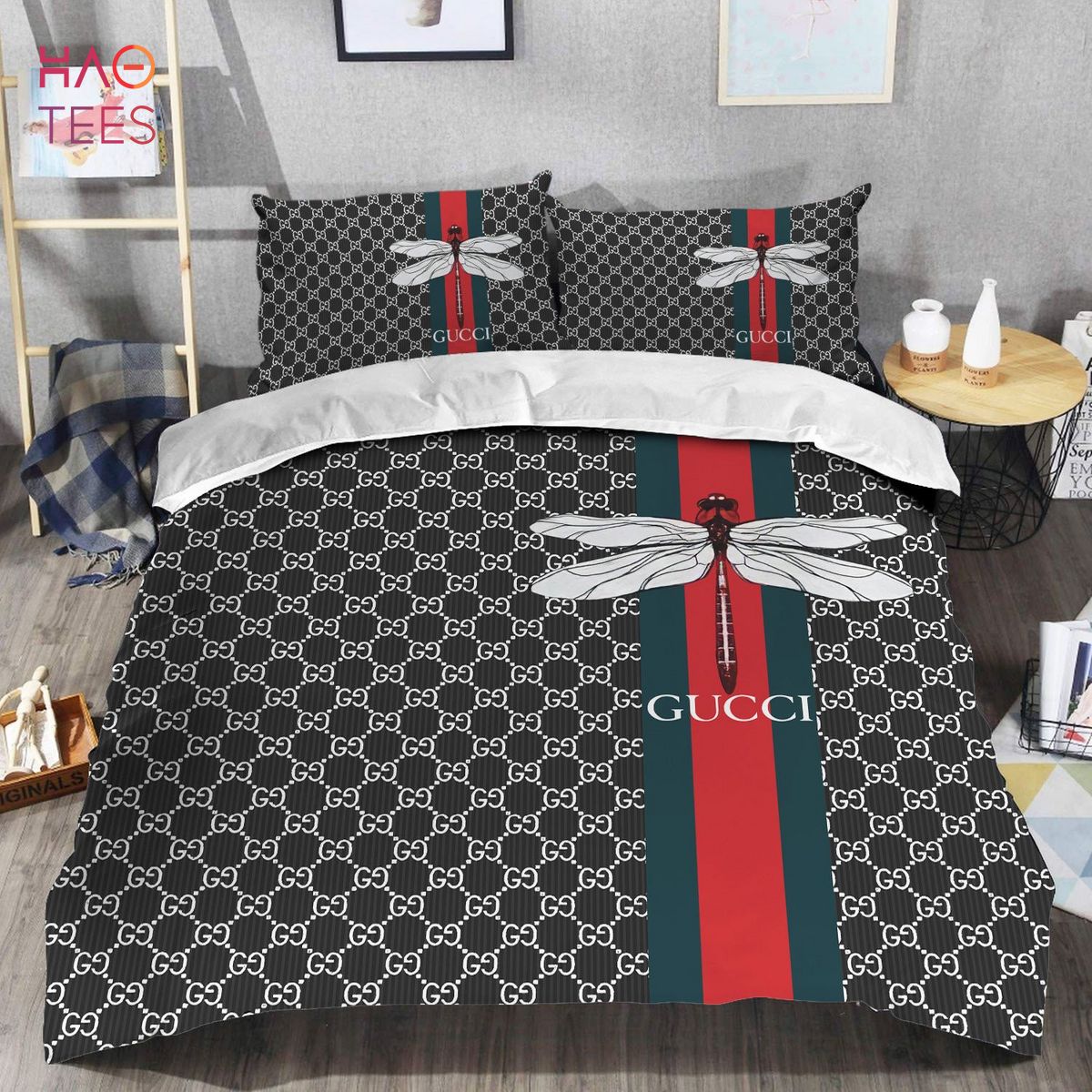Dragonfly Gucci Luxury Brand Bedding Sets POD Design