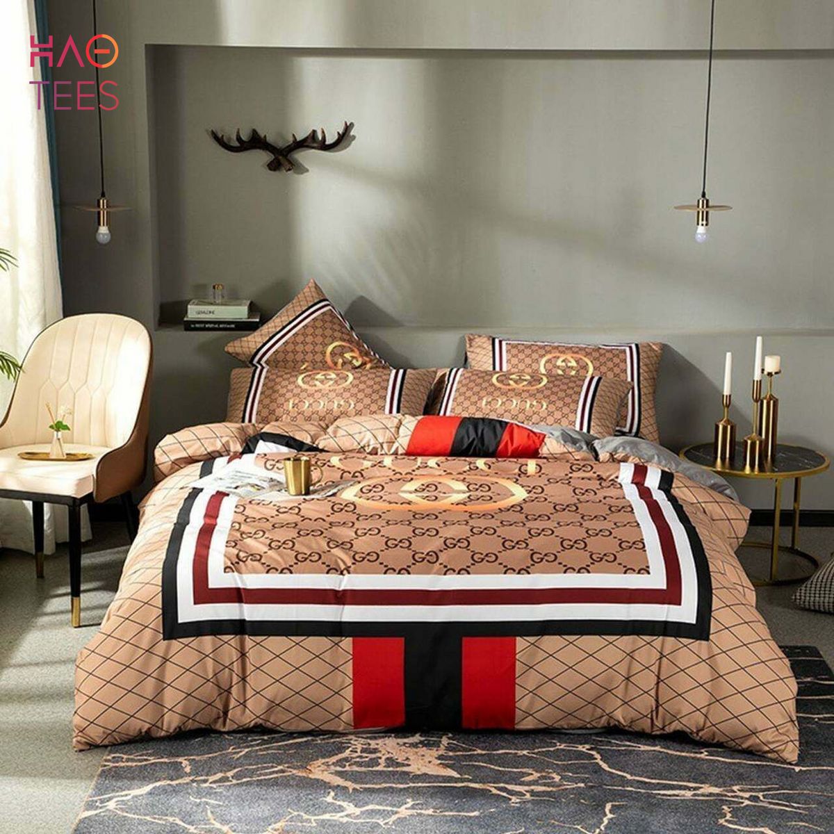 GC Brown Mix Color Luxury Brand Inspired 3D Personalized Customized Bedding Sets