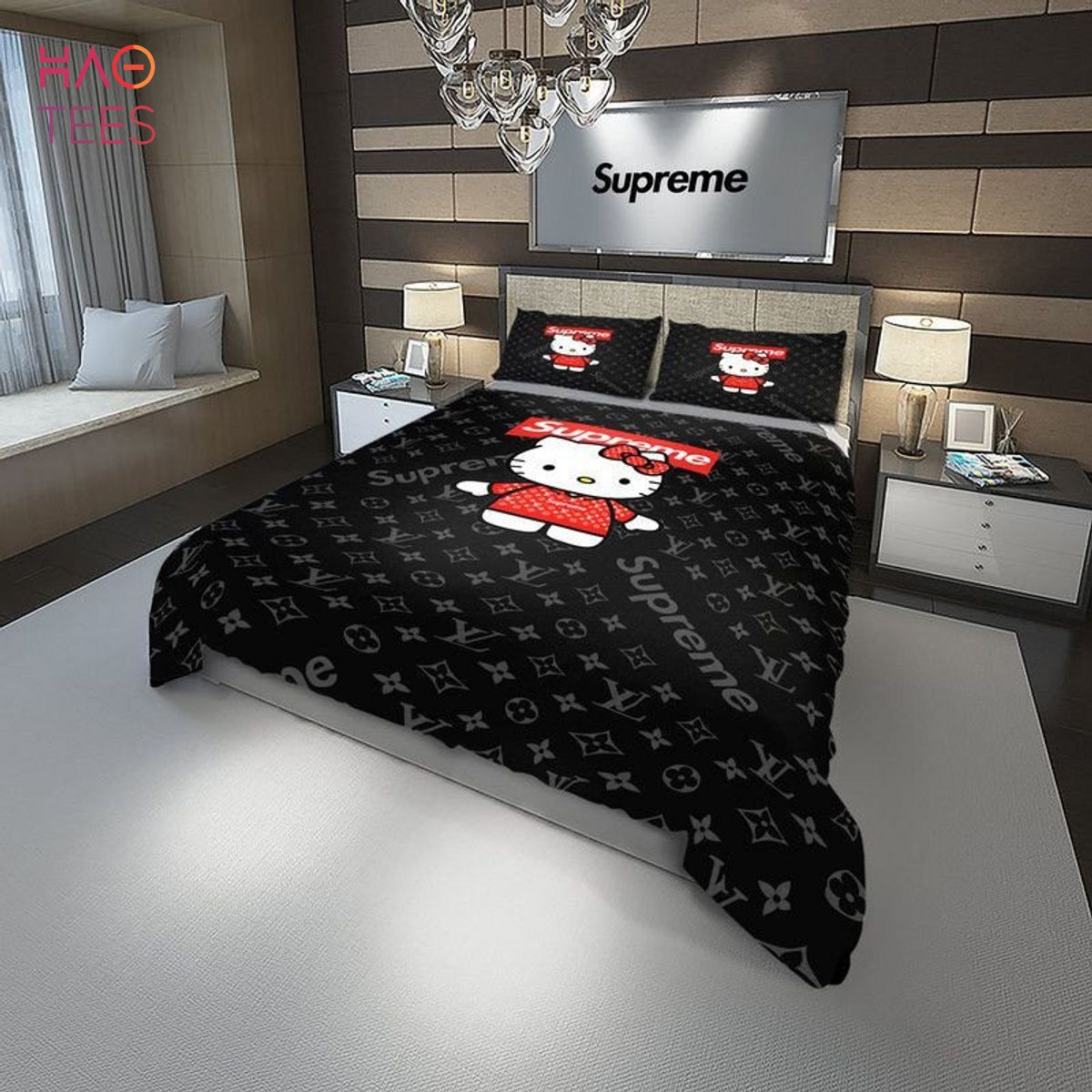 Hello Kitty LV Supreme Luxury Brand Bedding Sets