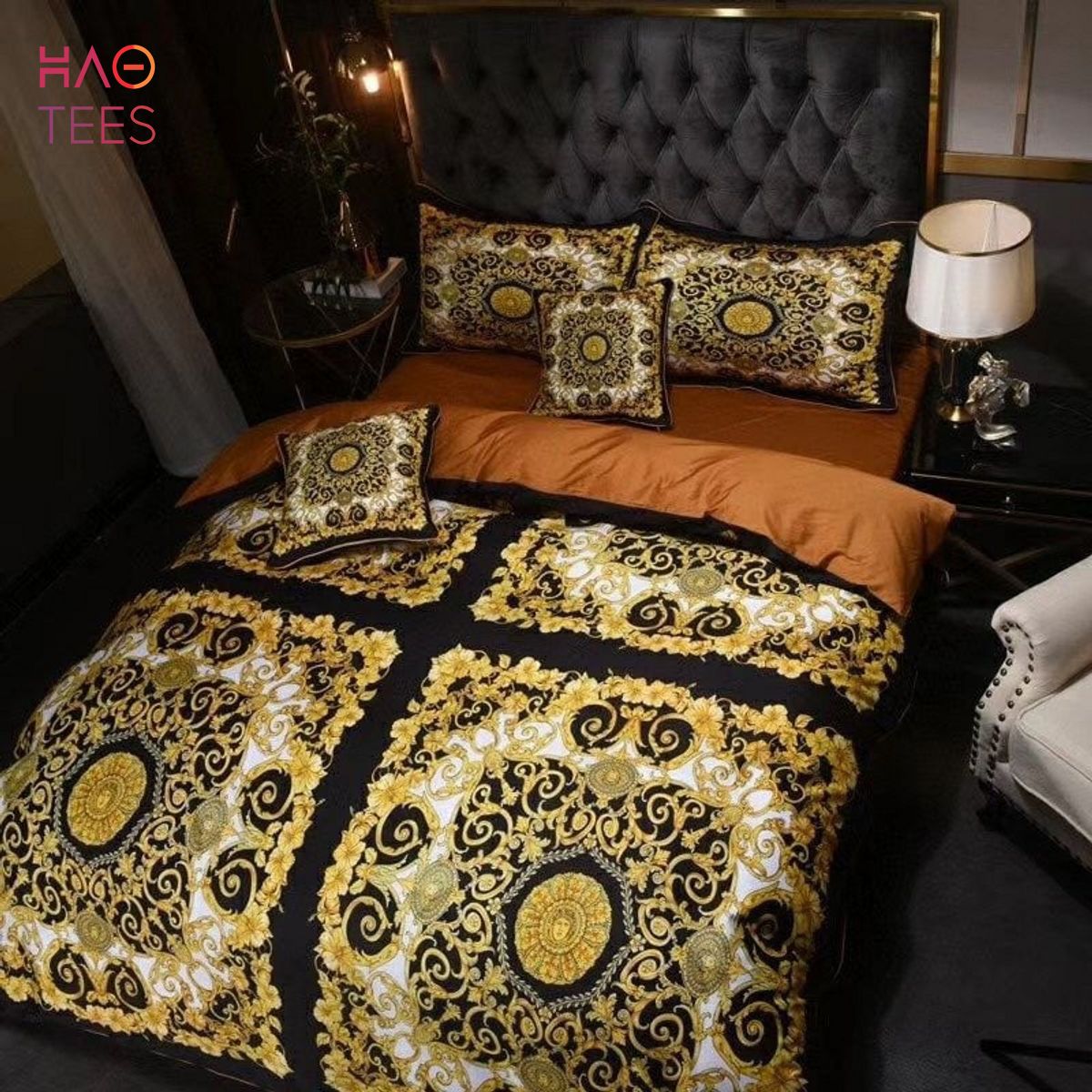 HOT Black Mix Golden Luxury Color Bedding Sets POD Design