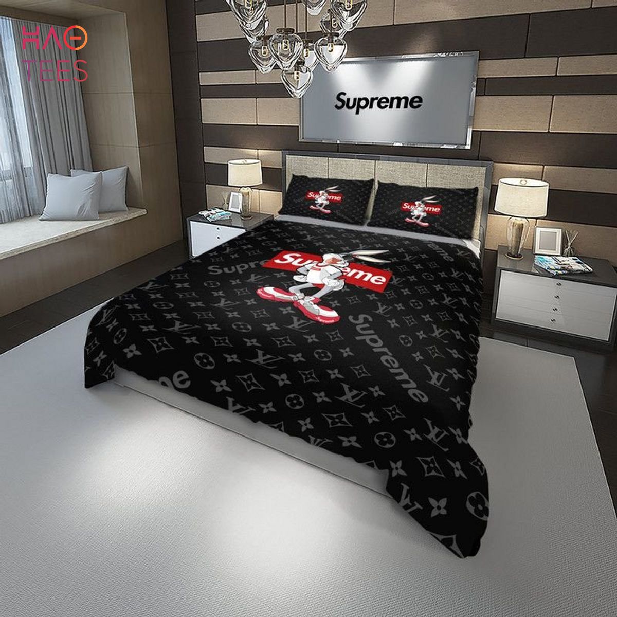 Louis Vuitton Supreme Bugs Bunny Luxury Brand Bedding Set Duvet Cover  Bedspread Home Decor