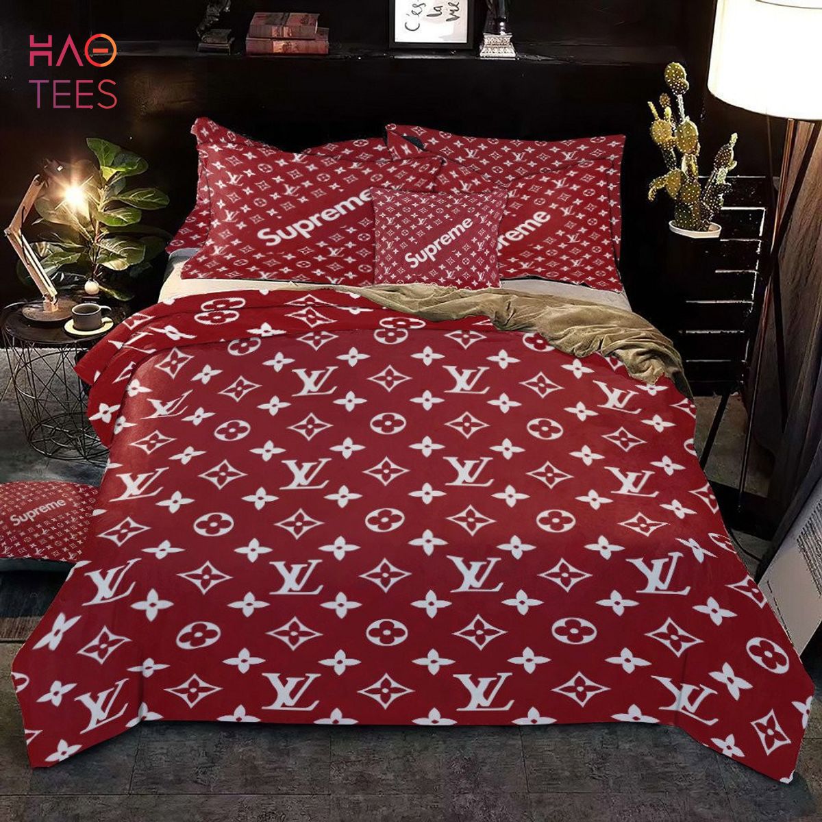 HOT Supreme Louis Vuitton red bedding set 100% New