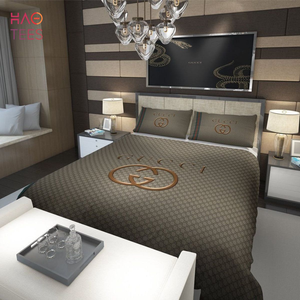 Luxury Italian Luxury Brand Logo Custom 3D Customized Bedding Sets