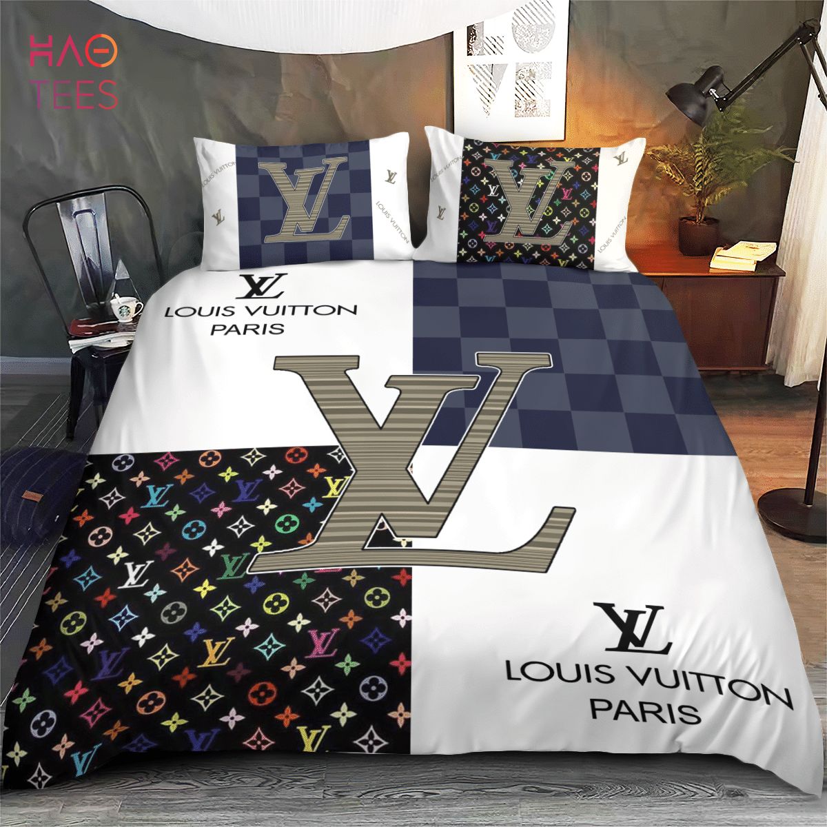 LV Luxury Brand 3D Personalized Customized Bedding Sets POD Design