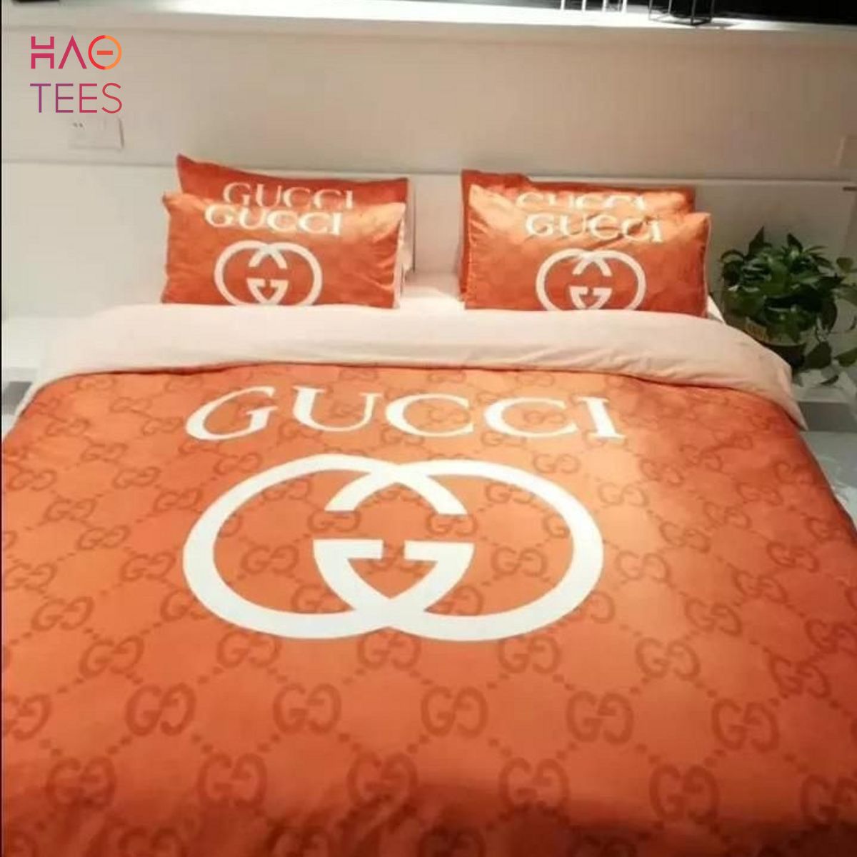 Orange Italian Luxury Brand Inspired 3D Personalized Customized Bedding Sets