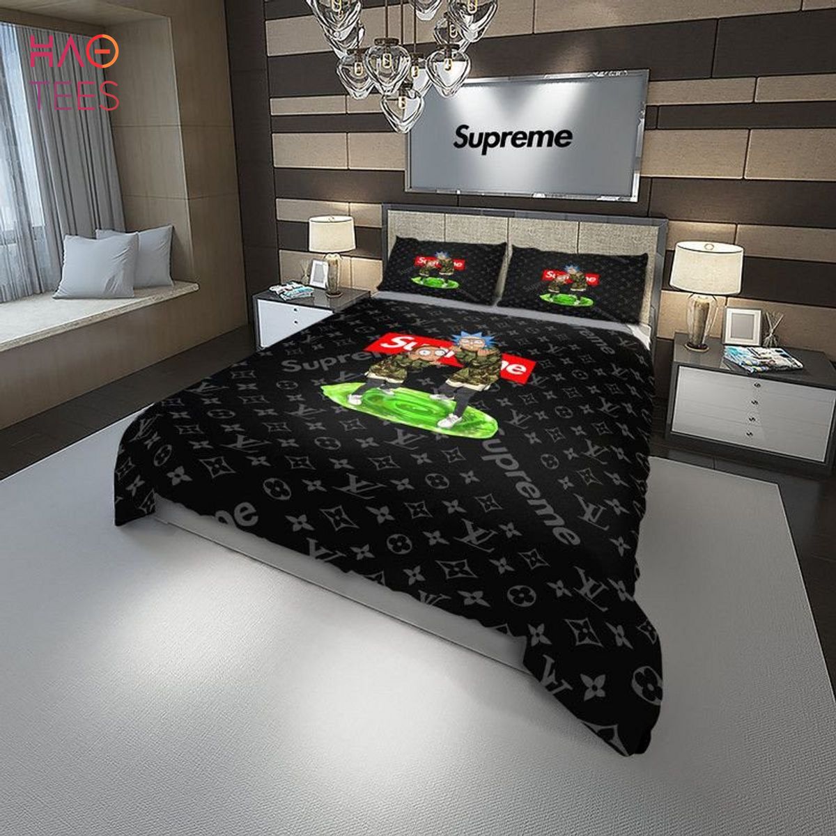 Rick and Morty LV Supreme Luxury Brand Bedding Sets Limited Edition