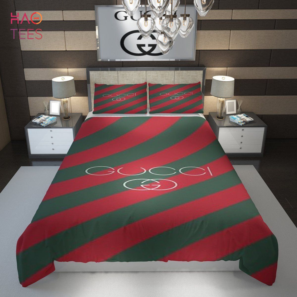 Stripe Lines Italian Luxury Brand Inspired 3D Personalized Customized Bedding Sets