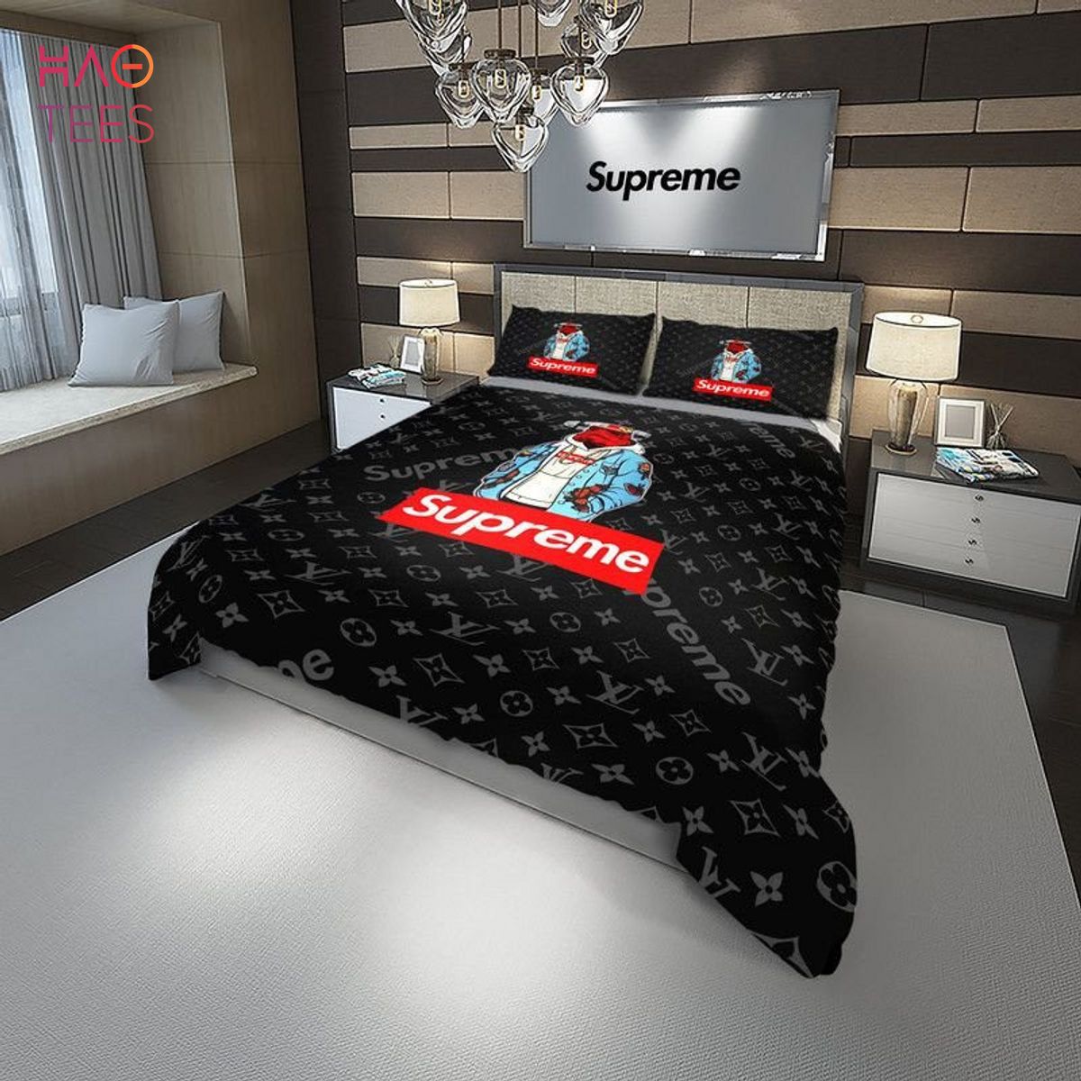 [AVAILABLE] Louis Vuitton Supreme Luxury Brand Inspired 3D Personalized Customized Bedding Sets Luxury Store