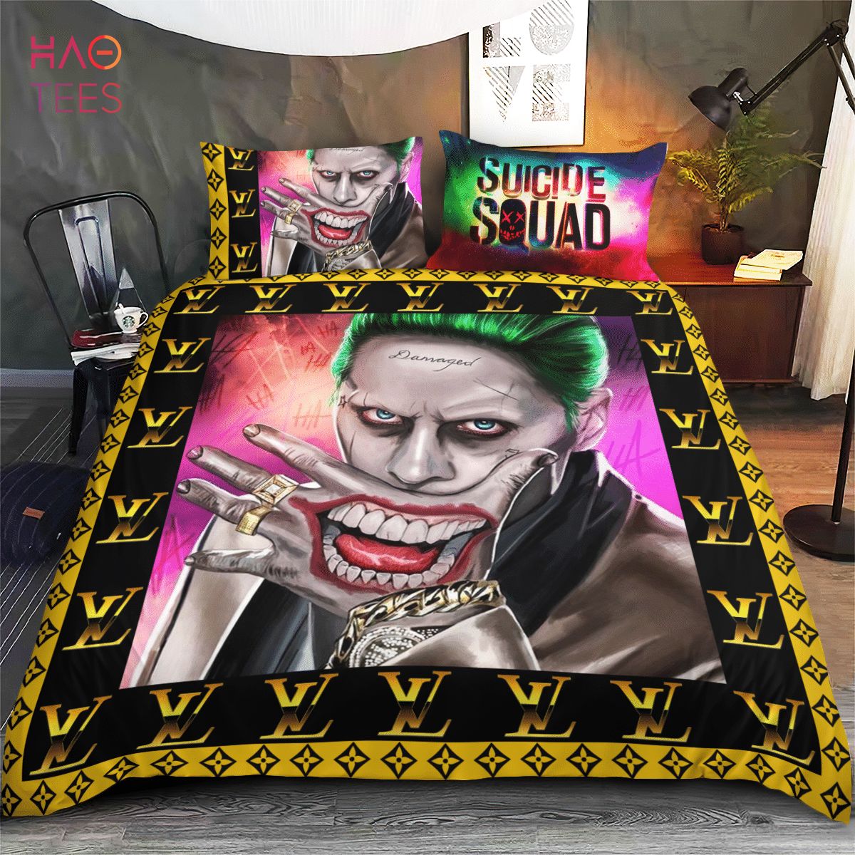 Cheap Joker Pattern Louis Vuitton Bedroom Set, Lv Comforter Set For Luxury  Bedroom - Rosesy