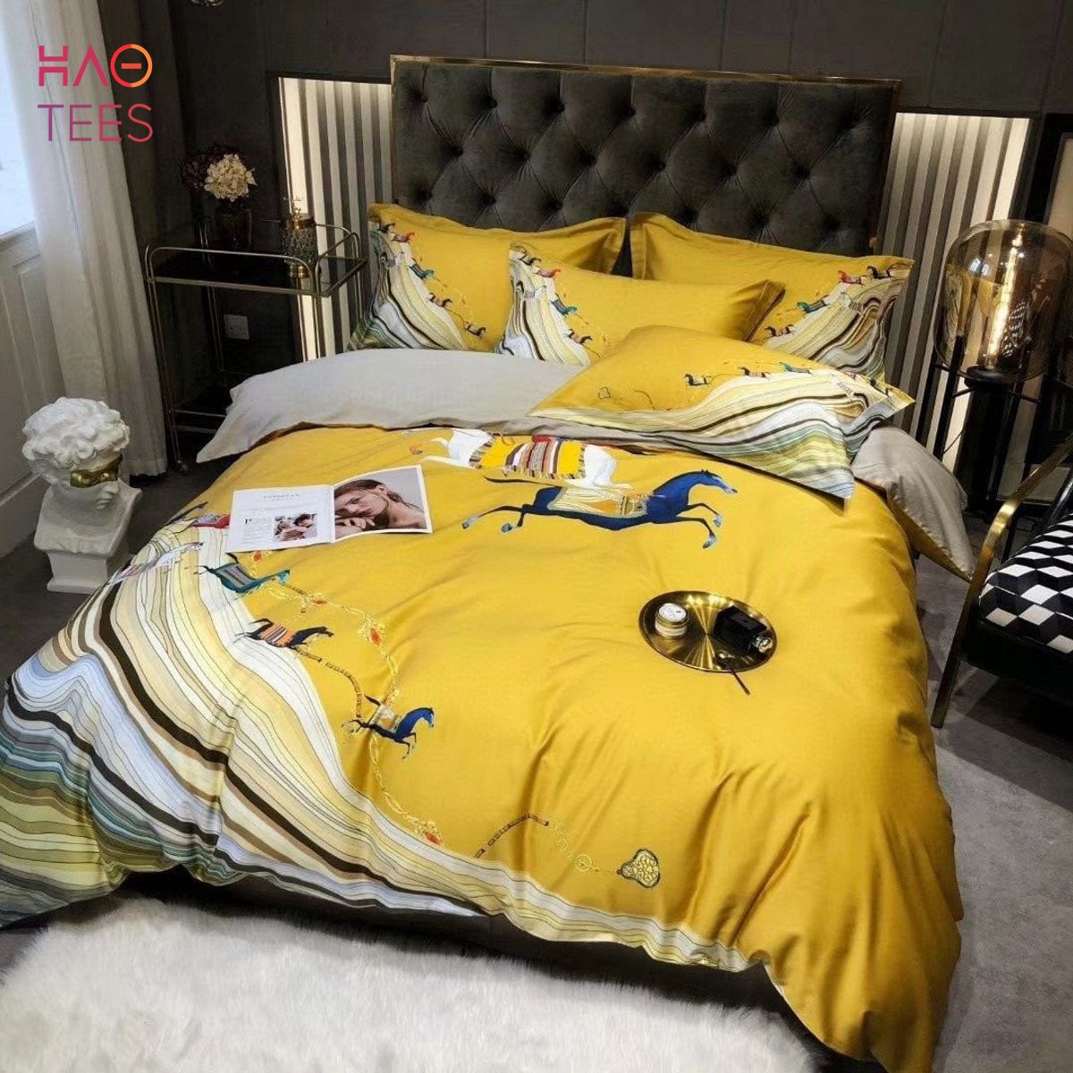 Quality Fashion Comfortable Louis Vuitton X Supreme Gucci Design Real Silk  4 Pieces Bedding Set Bed Sheet Quilt Cover