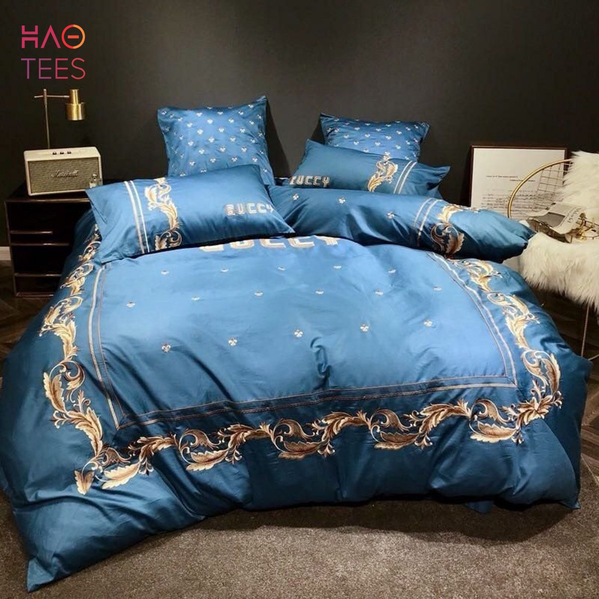 [TRENDDING] Gucci Mix Blue Luxury Color Bedding Sets All Over Printed