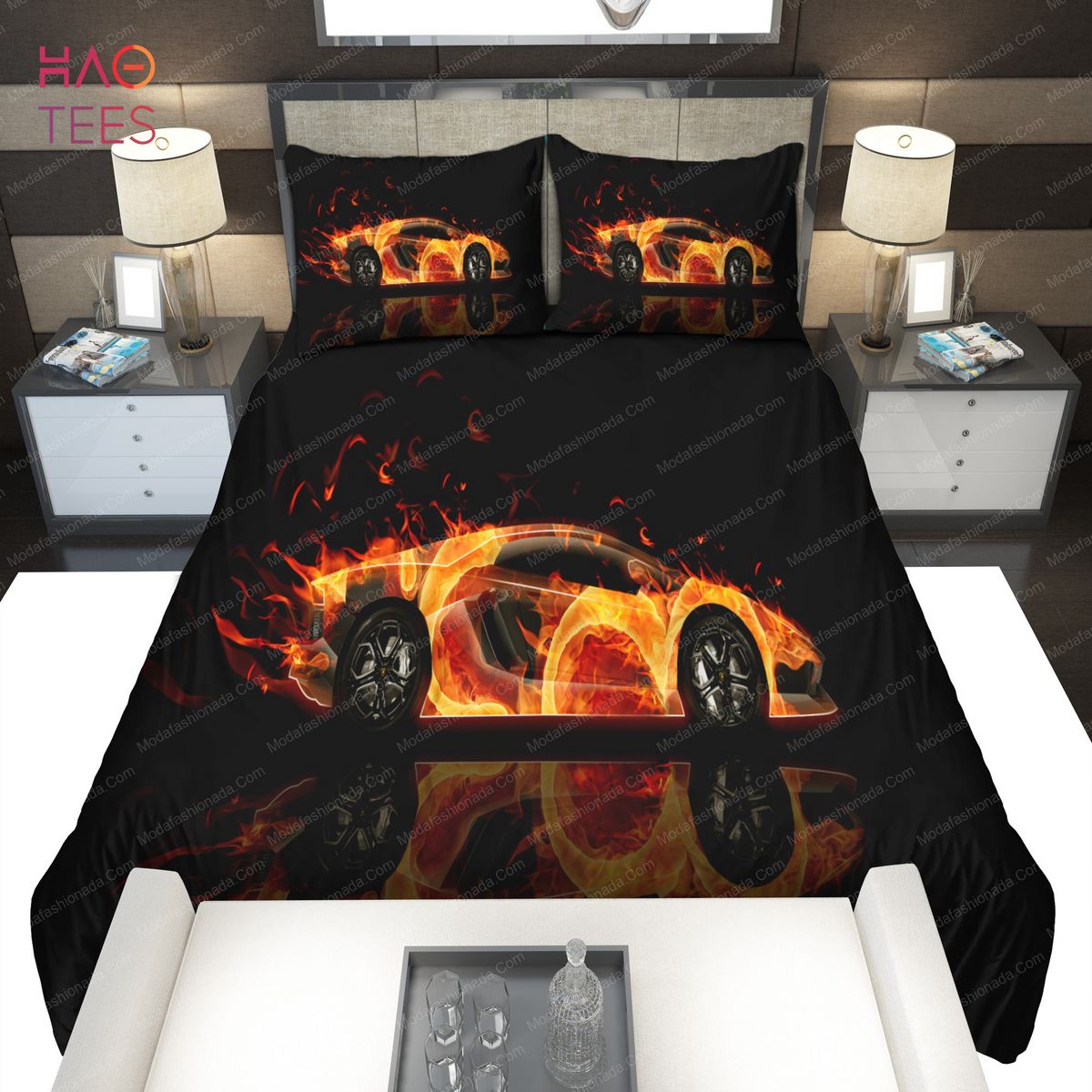 Black Lamborghini On Fire Bedding Sets