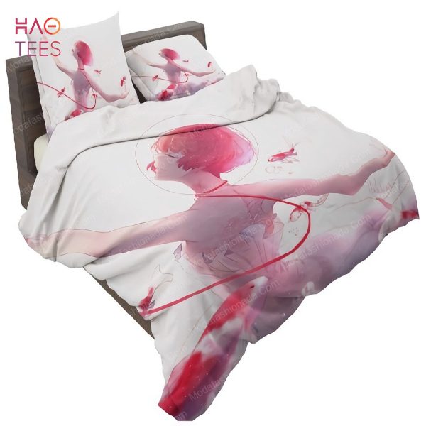 Girl Ballet Dancer Fishes Pink Koi Anime Bedding Sets