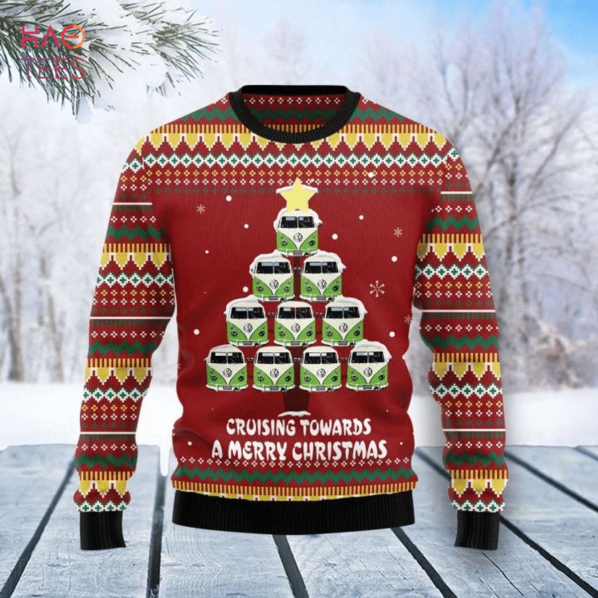 Bus Tree Merry Christmas Ugly Christmas Sweater Bus Tree Merry Christmas Ugly Christmas Sweater
