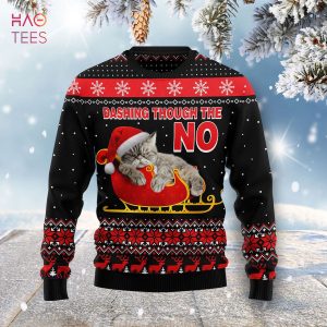 Cat Dashing Through The No Ugly Christmas Sweater