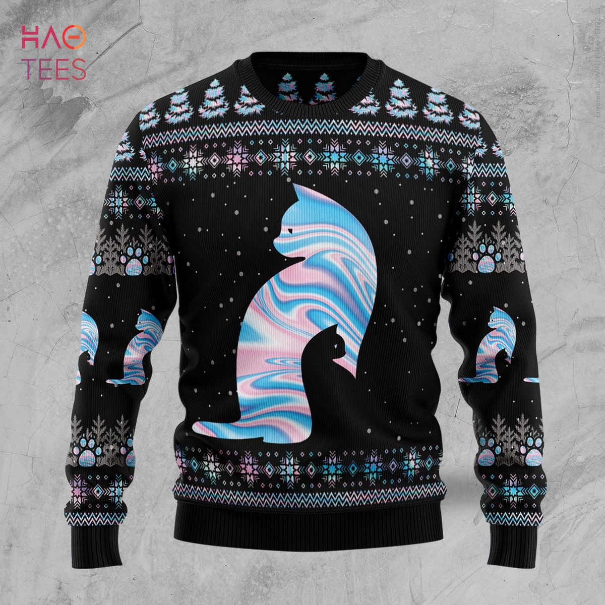 Cat Hologram Ugly Christmas Sweater
