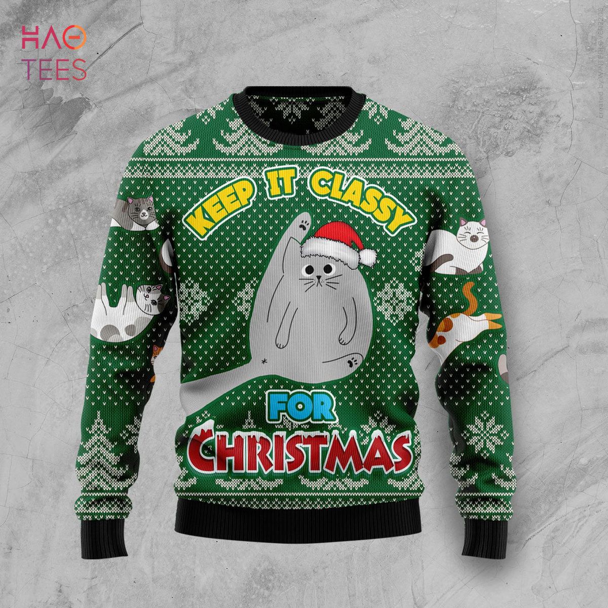 Cat Keep It Classy Ugly Christmas Sweater Cat Keep It Classy Ugly Christmas Sweater