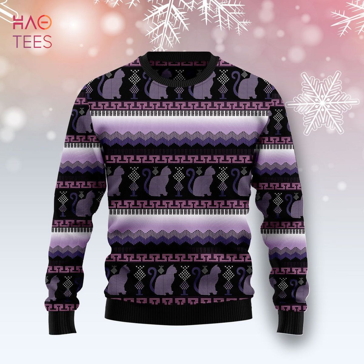 Cat Purple Ugly Christmas Sweater