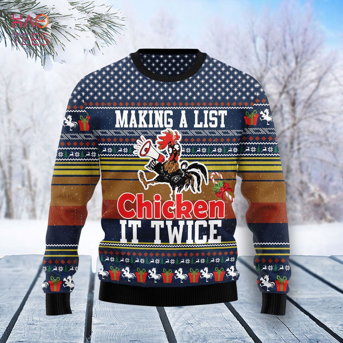 Chicken It Twice Ugly Christmas Sweater Chicken It Twice Ugly Christmas Sweater