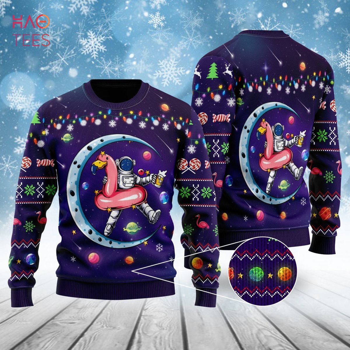 Funny Astronauts Sit On Flamingo Ugly Christmas Sweater Funny Astronauts Sit On Flamingo Ugly Christmas Sweater