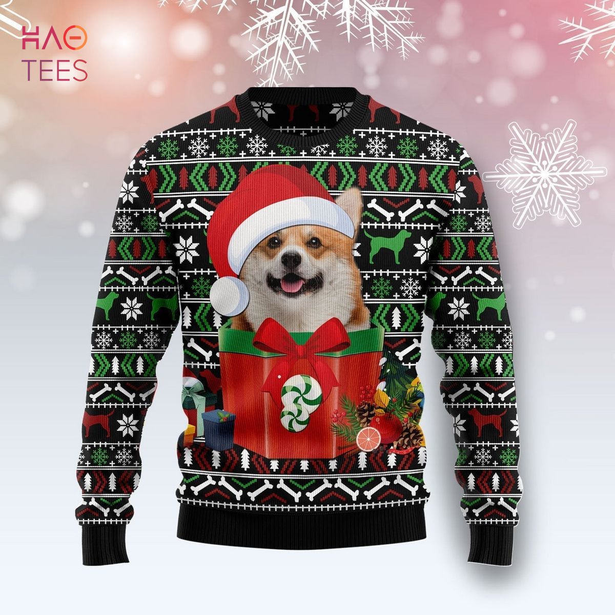 Funny Dog In The Gift Box Ugly Christmas Sweater Funny Dog In The Gift Box Ugly Christmas Sweater