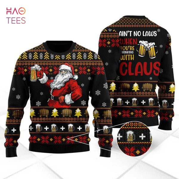 Funny Drinking With Claus Ugly Christmas Sweater