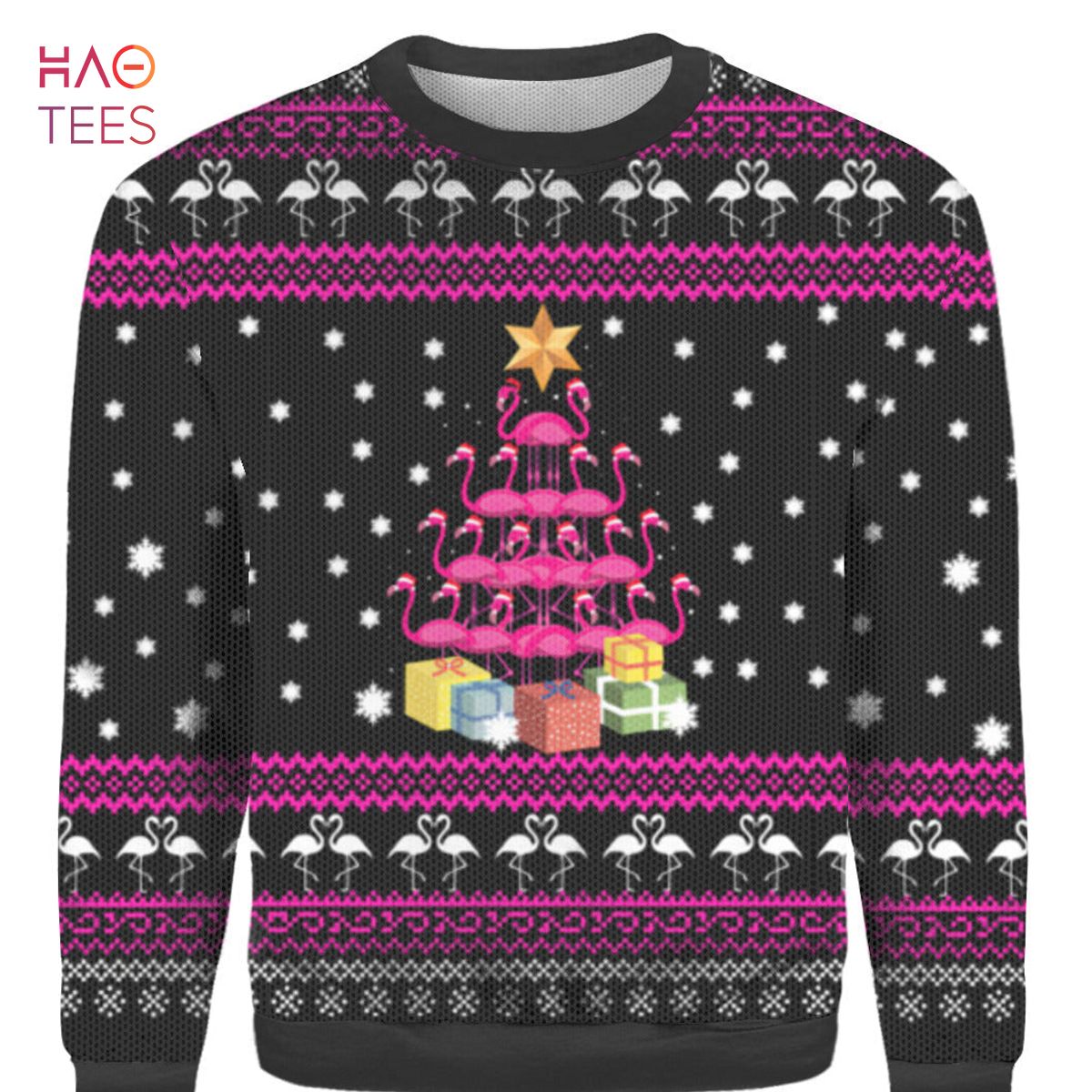 Funny Flamingo Tree Ugly Christmas Sweater Funny Flamingo Tree Ugly Christmas Sweater