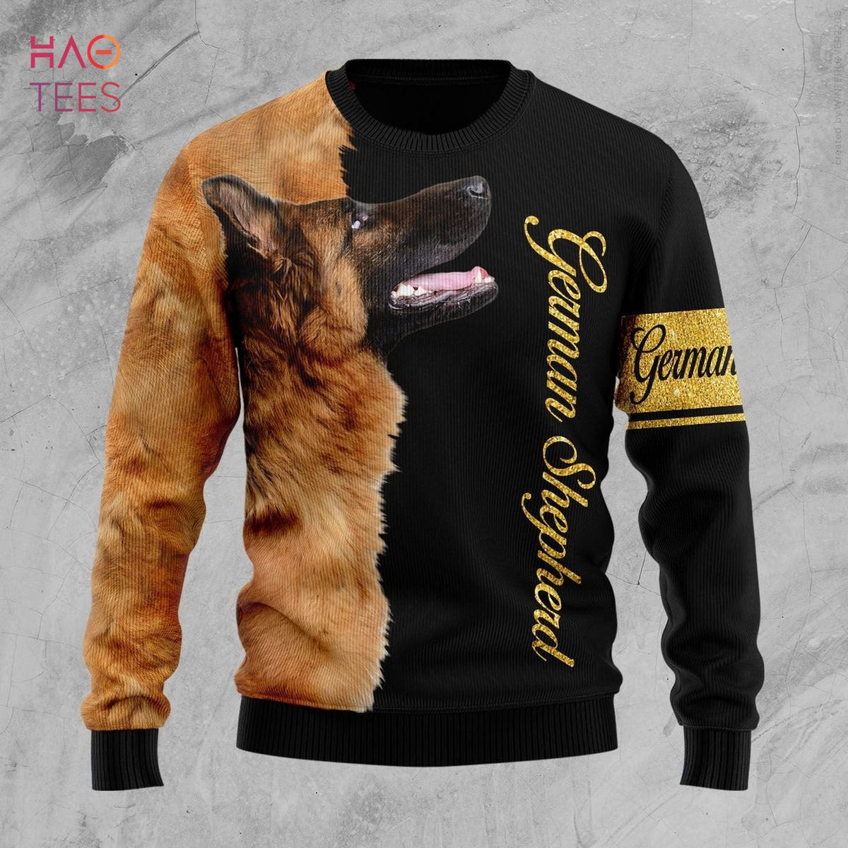 German Shepherd Half Cool Ugly Christmas Sweater German Shepherd Half Cool Ugly Christmas Sweater