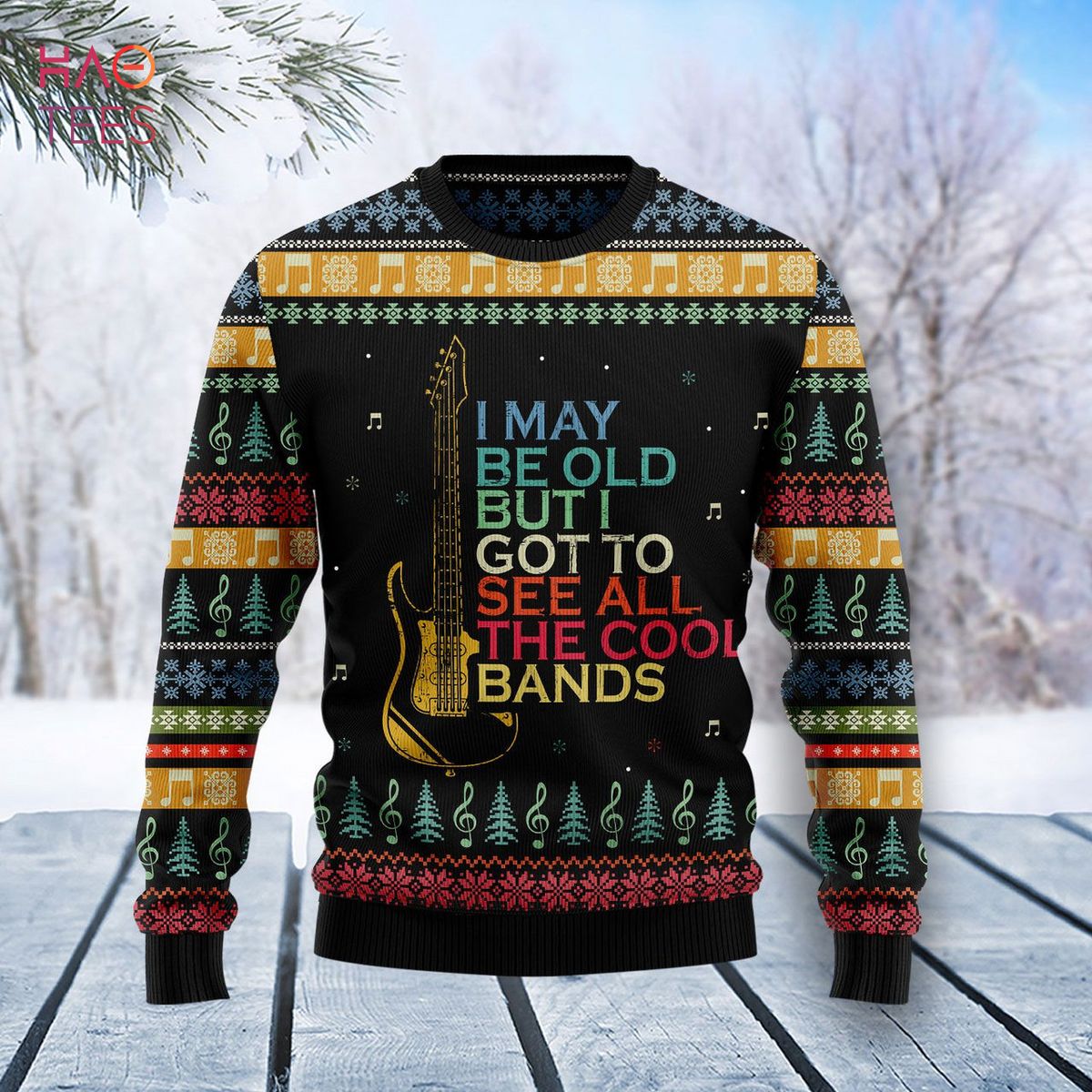 Guitar Old Vintage Xmas Ugly Christmas Sweater