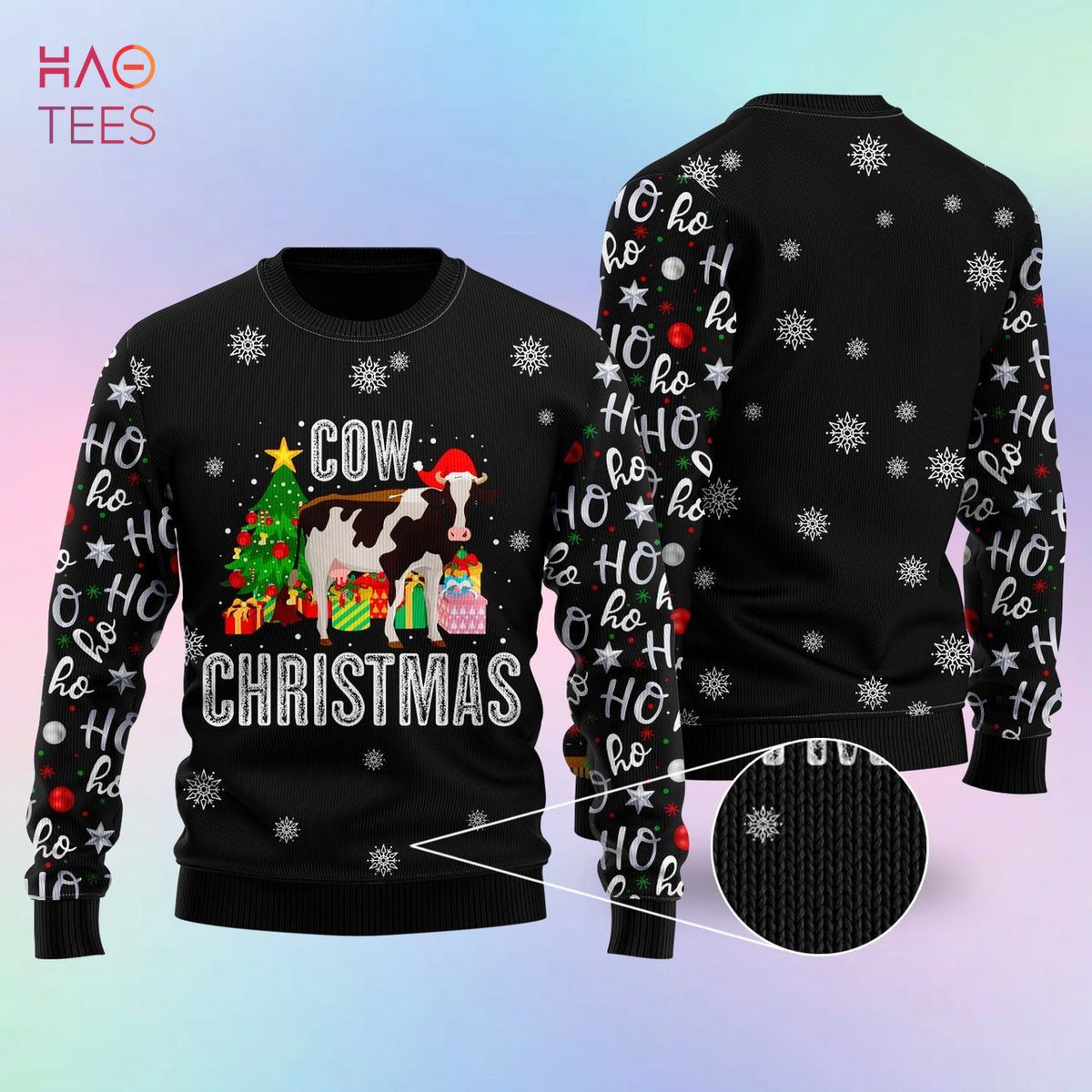 Ho Ho Ho Cow Christmas Ugly Christmas Sweater