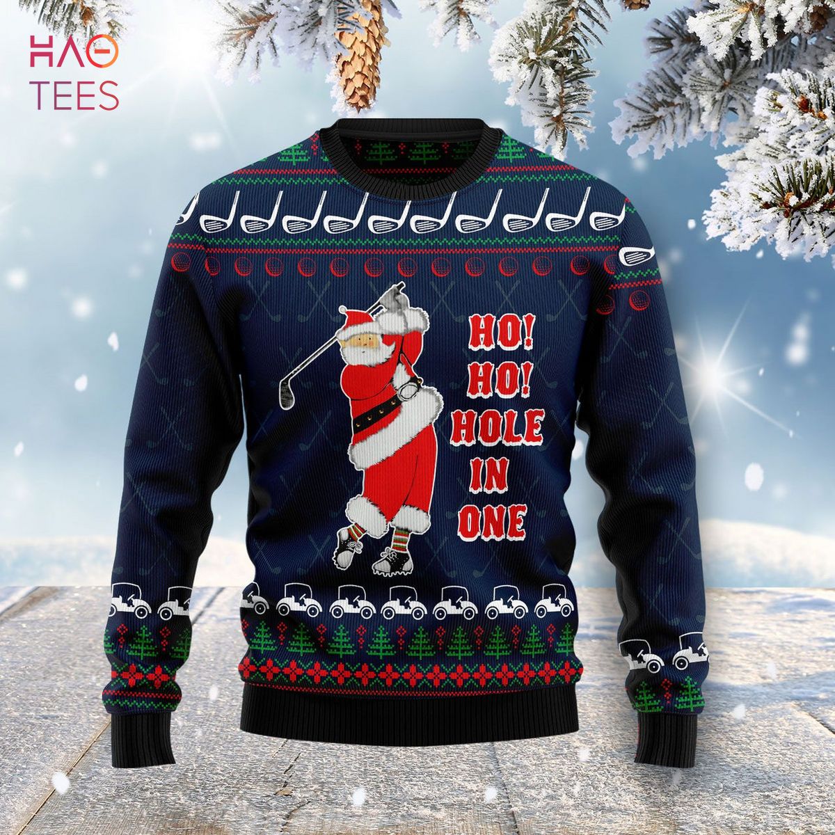 Ho Ho Hole In One Ugly Christmas Sweater Ho Ho Hole In One Ugly Christmas Sweater