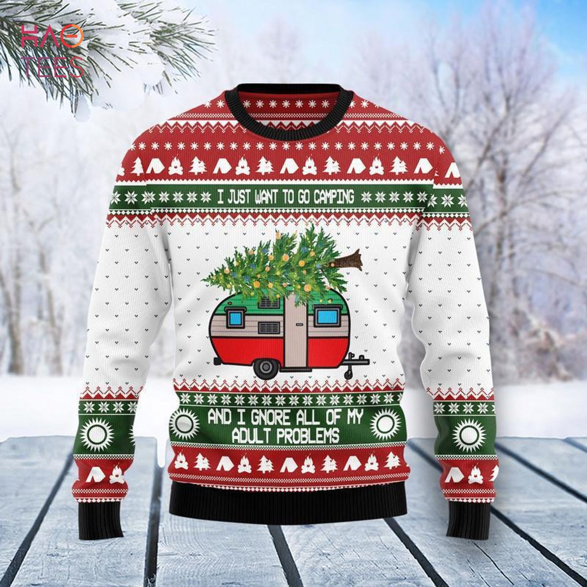 I Just Want To Camping Ugly Christmas Sweater