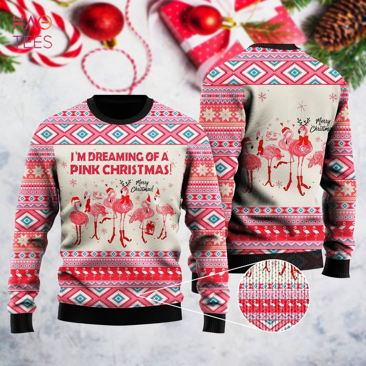 I’m Dreaming Of A Pink Christmas Flamingo Ugly Christmas Sweater