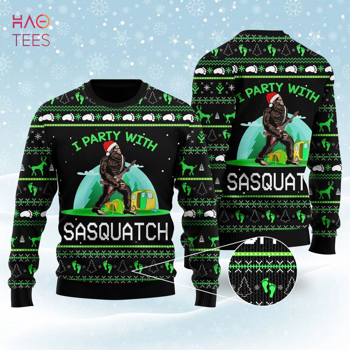 I’m Party With Sasquatch Camping Ugly Christmas Sweater