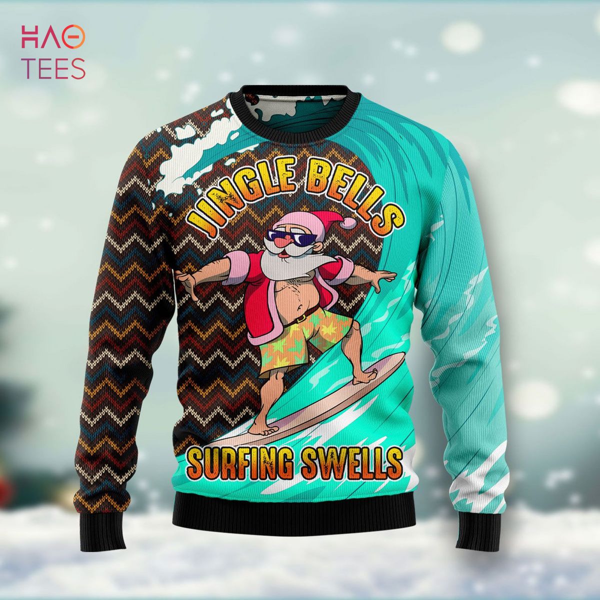 Jingle Bells Surfing Swells Ugly Christmas Sweater