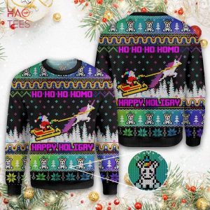 LGBT Santa Claus Rides A Horse Drawn Sleigh Ugly Christmas Sweater