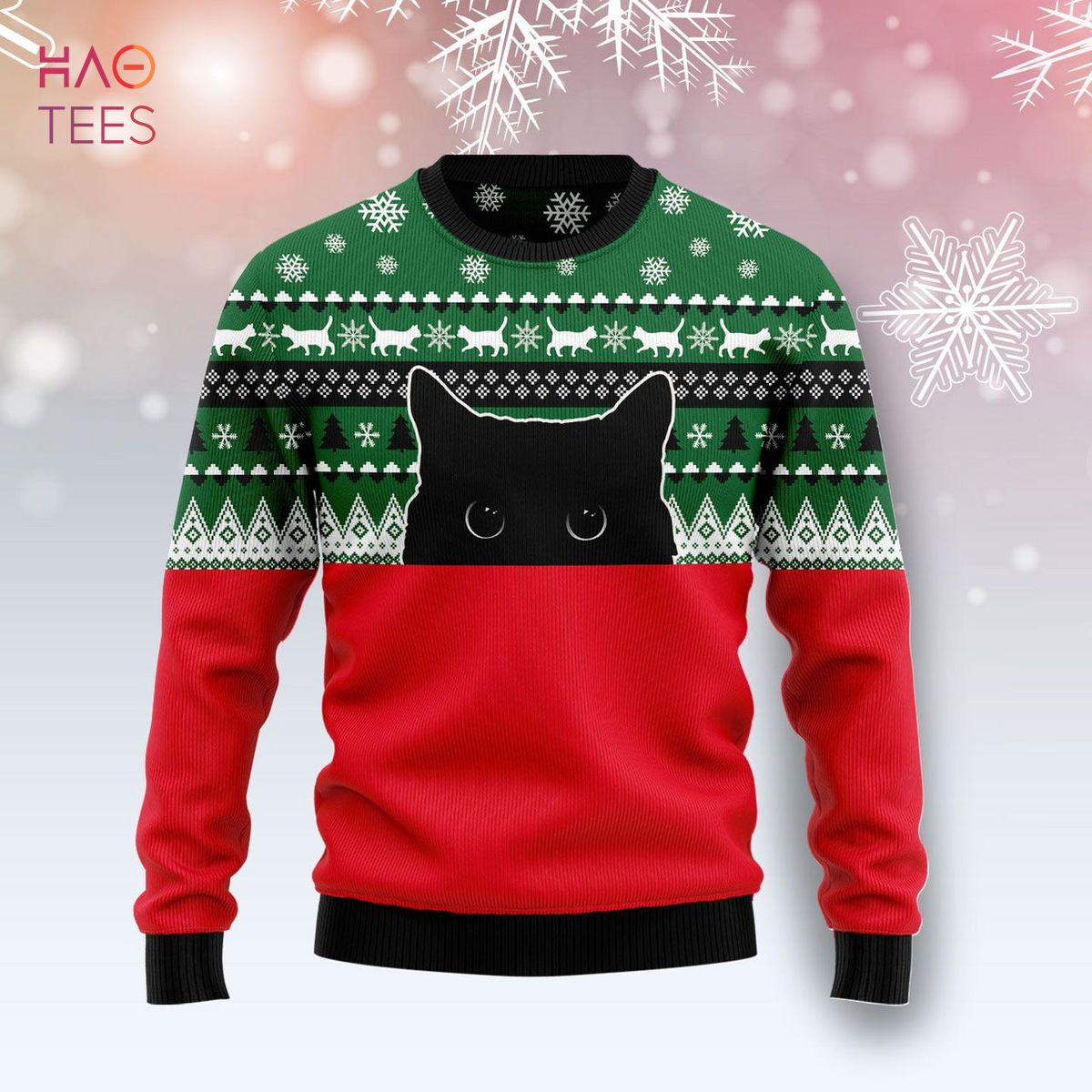 Meow Meow Black Cat Ugly Christmas Sweater