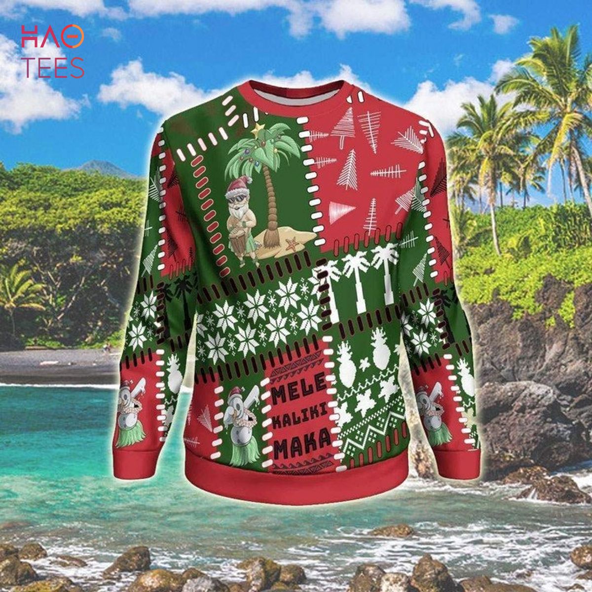 Polynesian Santa Claus Ugly Christmas Sweater Polynesian Santa Claus Ugly Christmas Sweater