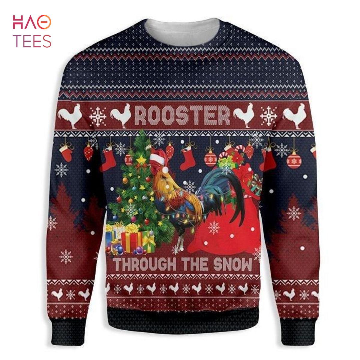 Rooster Through The Snow Ugly Christmas Sweater Rooster Through The Snow Ugly Christmas Sweater