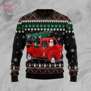 Scottish Terrier And Red Truck Ugly Christmas Sweater