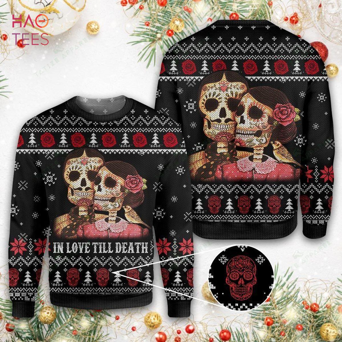 Skull Couple Ugly Christmas Sweater
