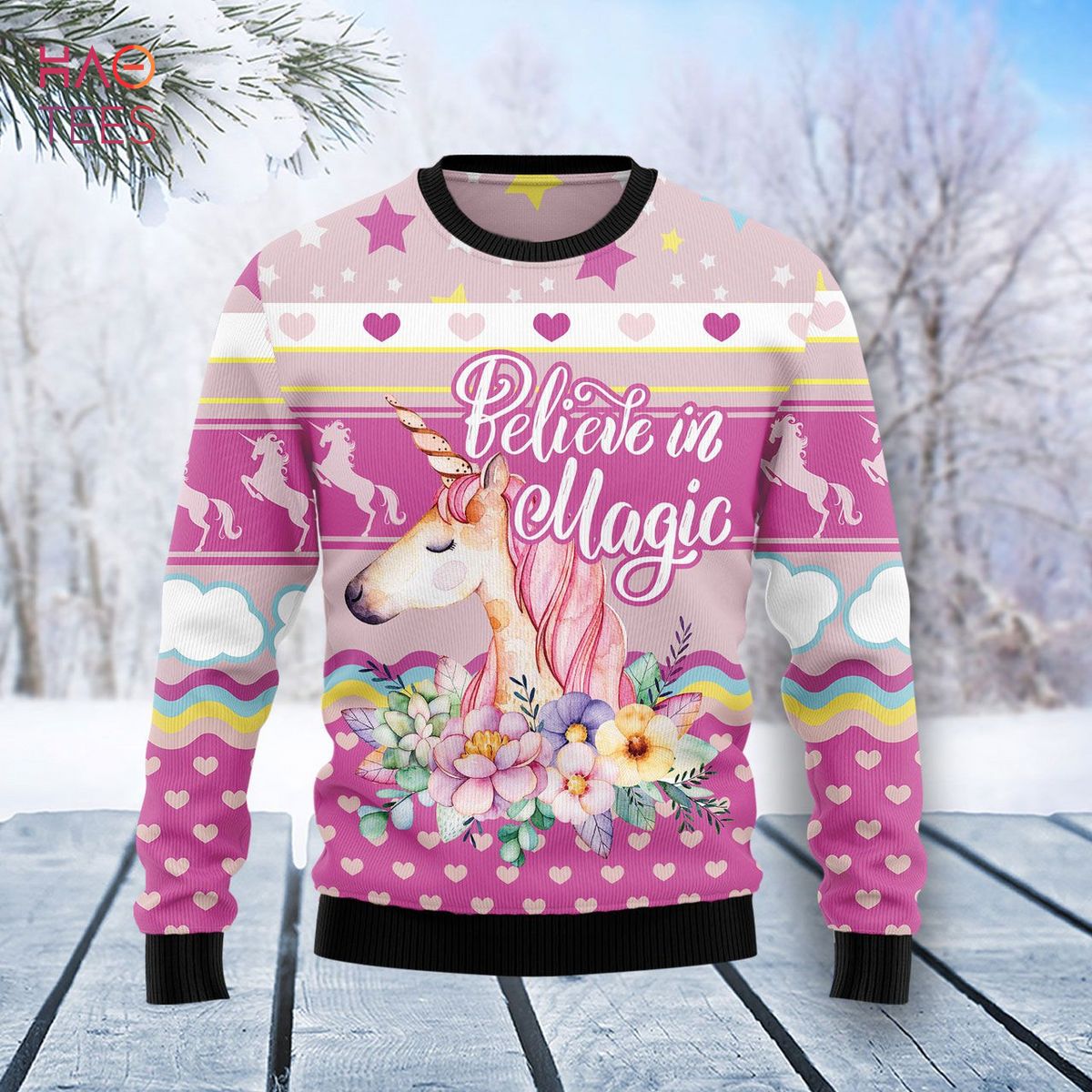 Unicorn Believe In Magic Ugly Christmas Sweater Unicorn Believe In Magic Ugly Christmas Sweater