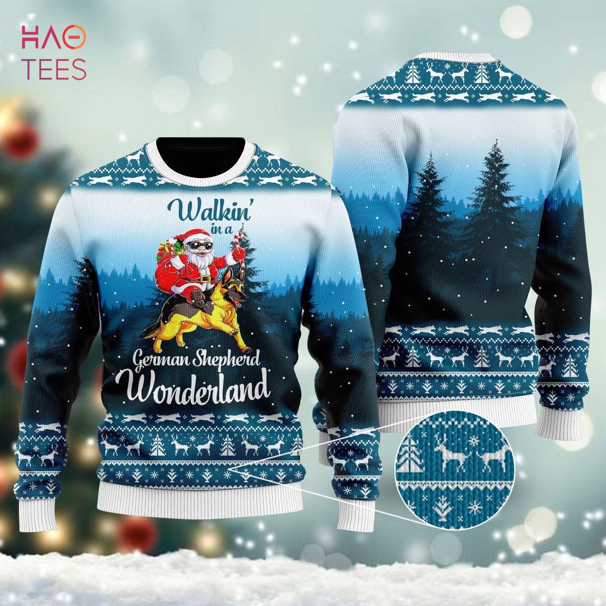 Walking In A German Shepherd Wonderland Ugly Christmas Sweater Walking In A German Shepherd Wonderland Ugly Christmas Sweater