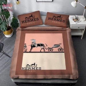 BEST Hermes Bedding Sets Pink Brown Duvet Cover Limited Edition