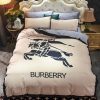 Burberry Desing Bedding Set Brown Red Stripe