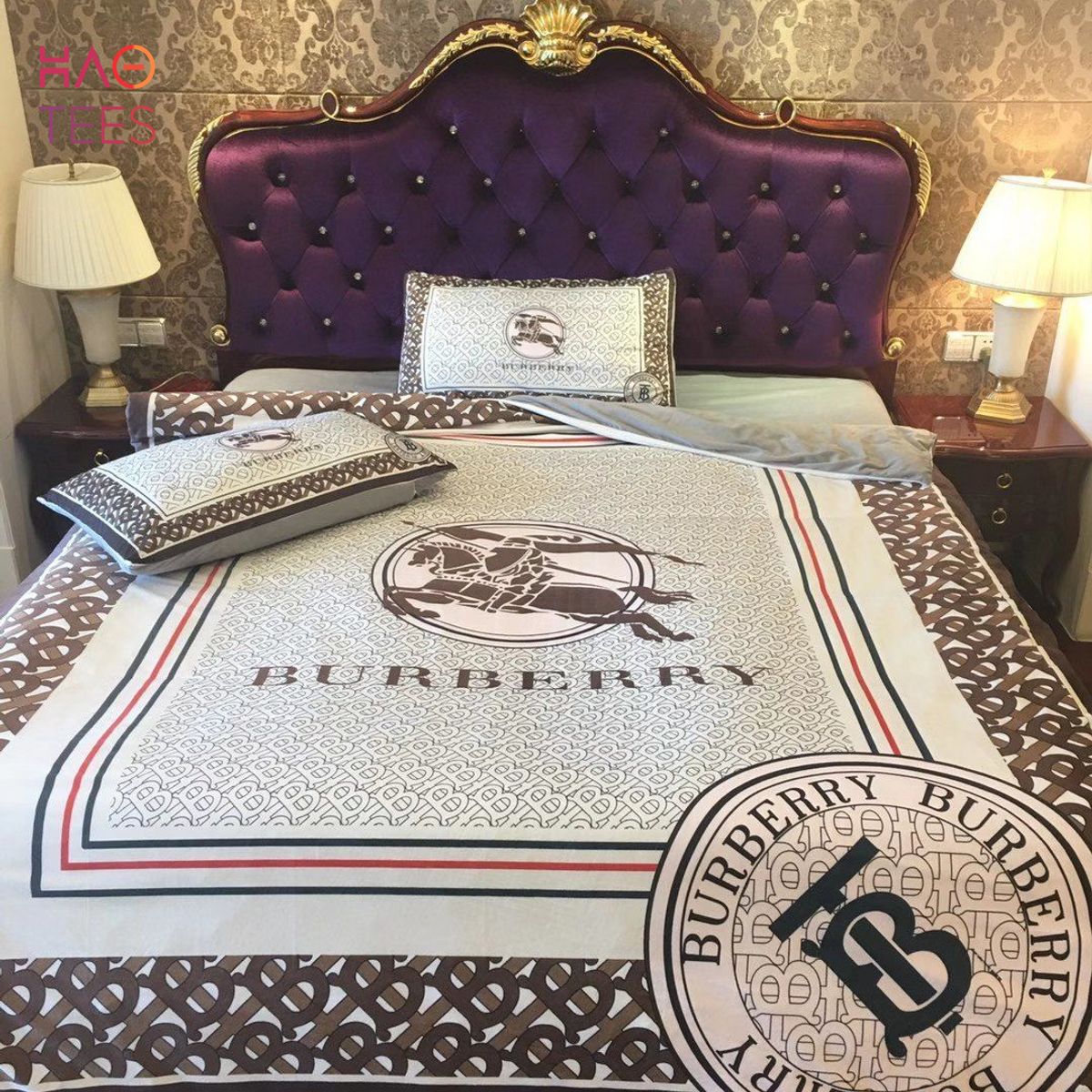 Burberry Logo Luxury Brand Inspired 3D Personalized Customized Bedding Sets