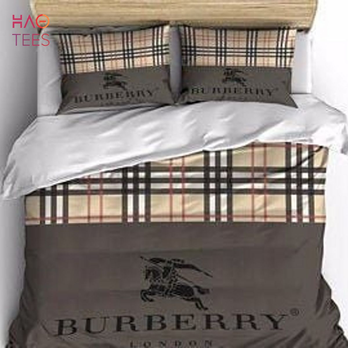 Burberry Logo Mix Gray Duvet Cover Bedding Set