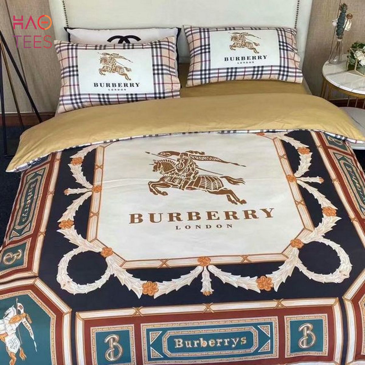 Burberry Luxury Gold Logo Mystery Bedding Set Limited Edition