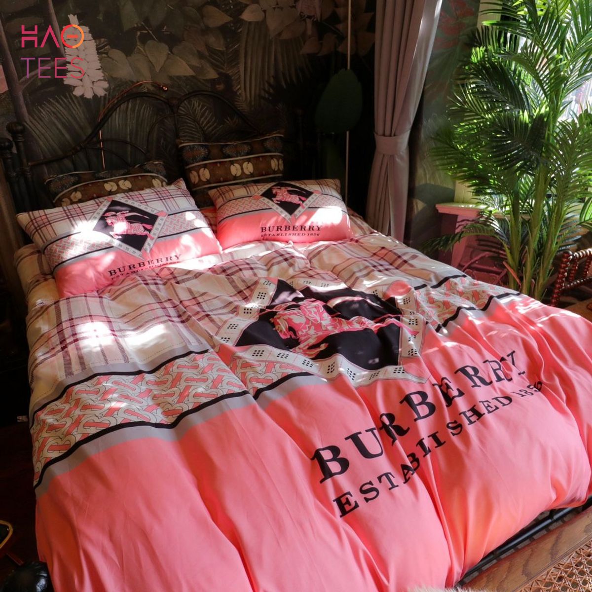Burberry Pink Duvet Cover Luxury Brand Bedding Set