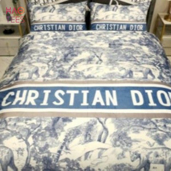 Christian Dior Light Blue Luxury Color Bedding Set Limited Edition